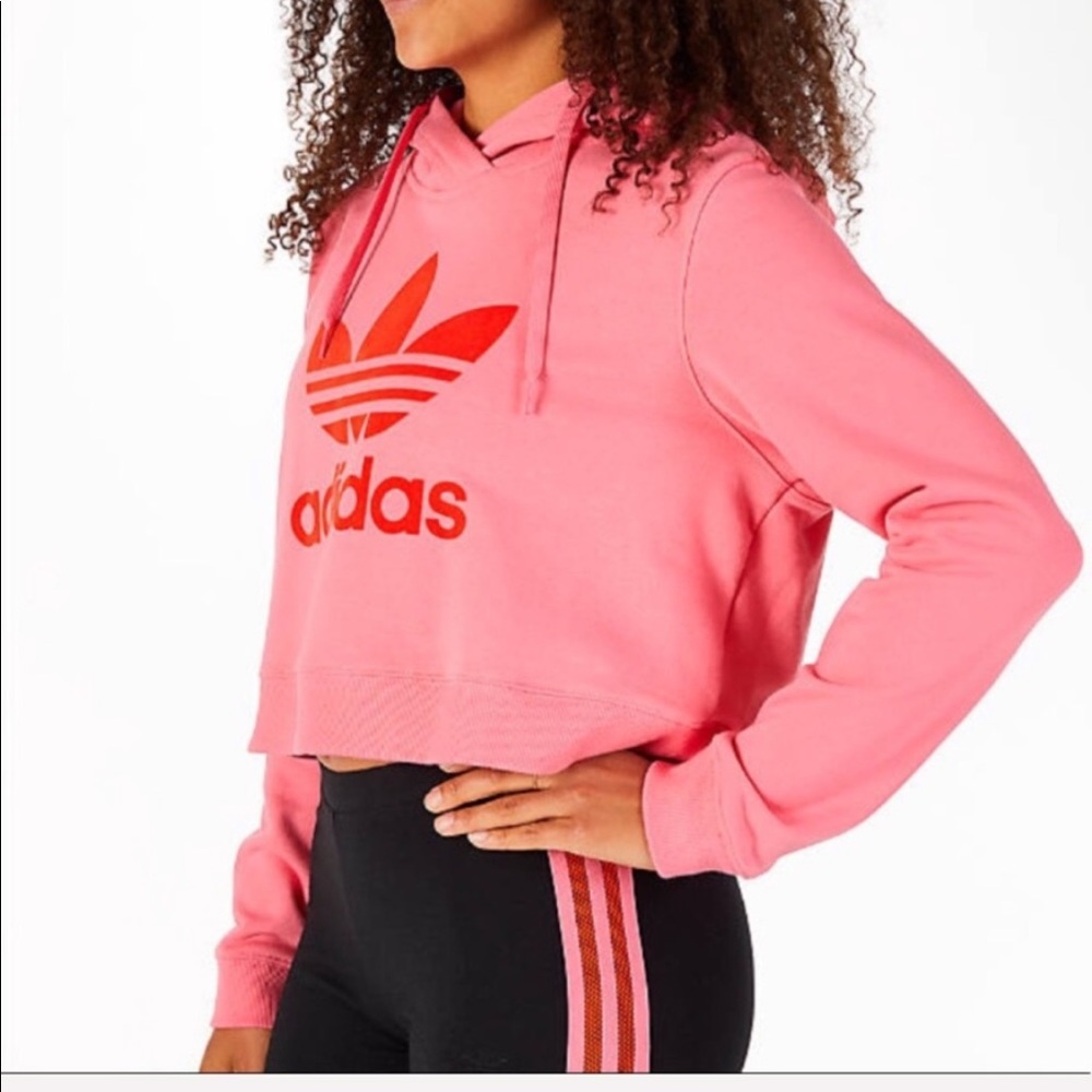 NWT ADIDAS Originals Crop Pink Hoodie - Picture 6 of 8